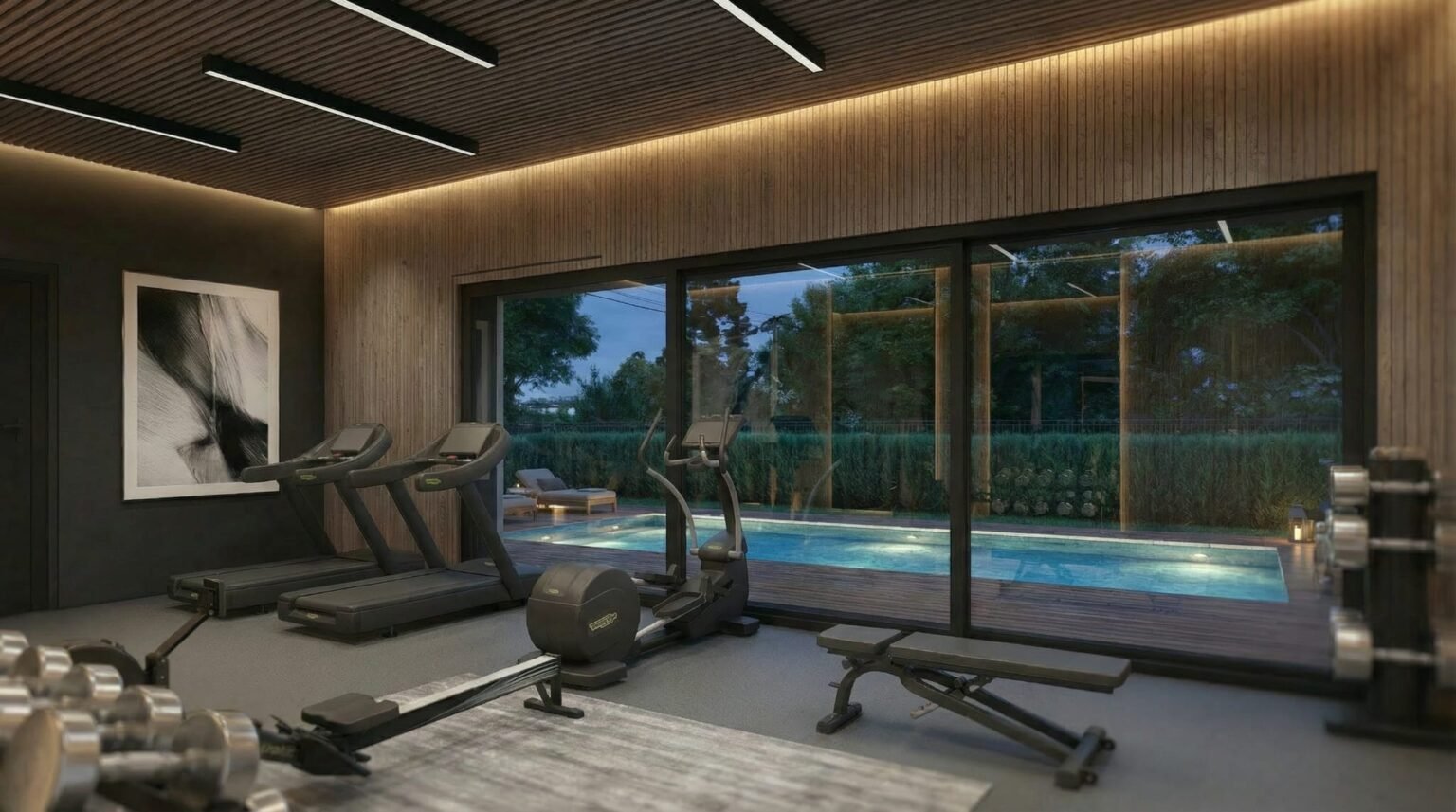 Salle de fitness 1 - projet immobilier - blue juan - appartements juan les pins - côte d azur