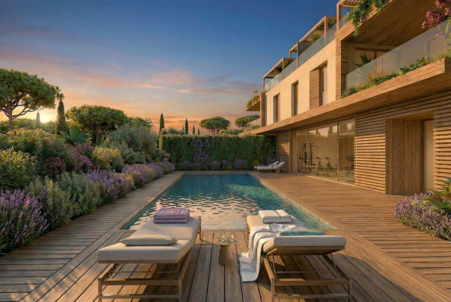 Espace Piscine 19h - Blue Juan - projet immobilier - Juan Immo