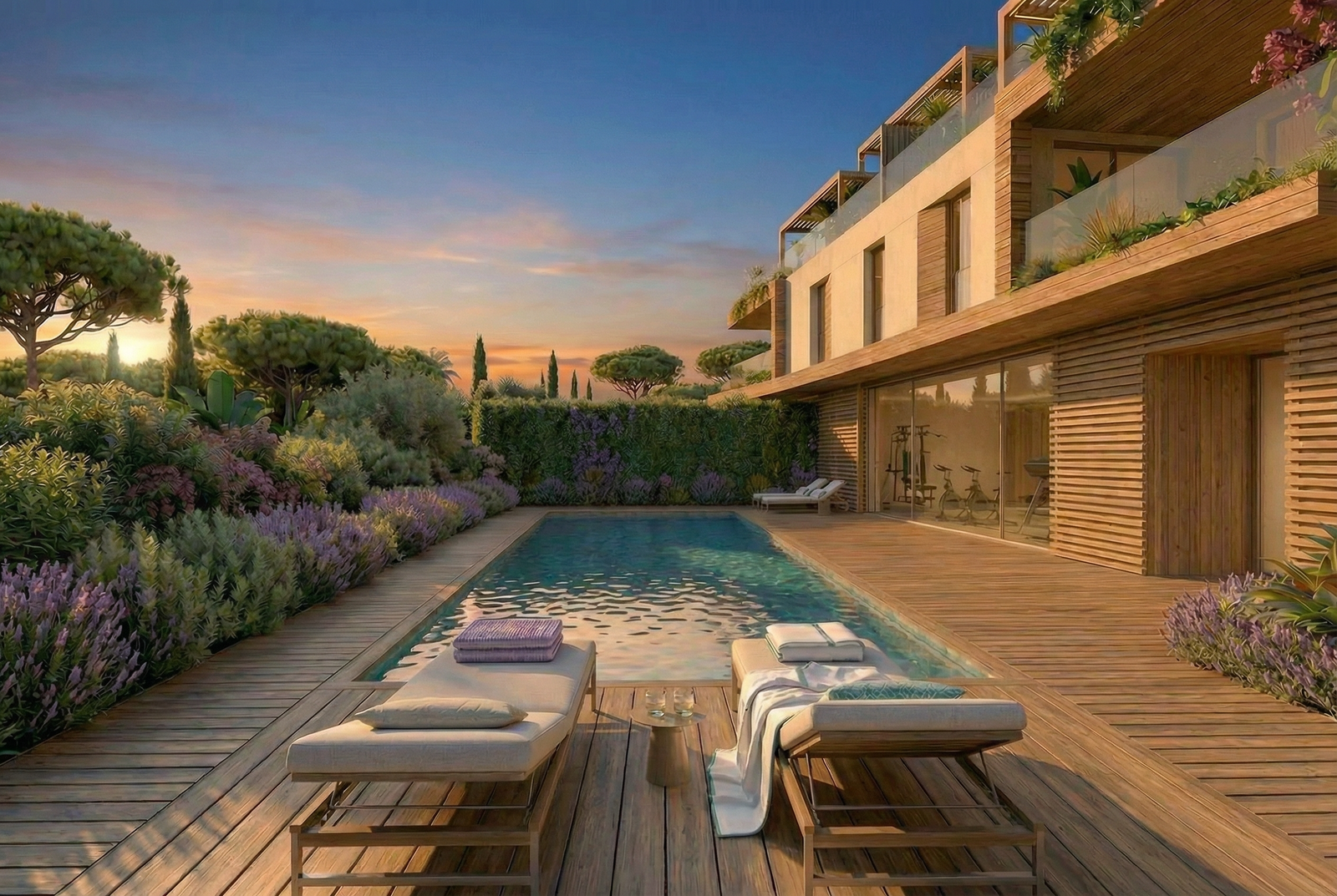 Espace Piscine 19h - Blue Juan - projet immobilier - Juan Immo