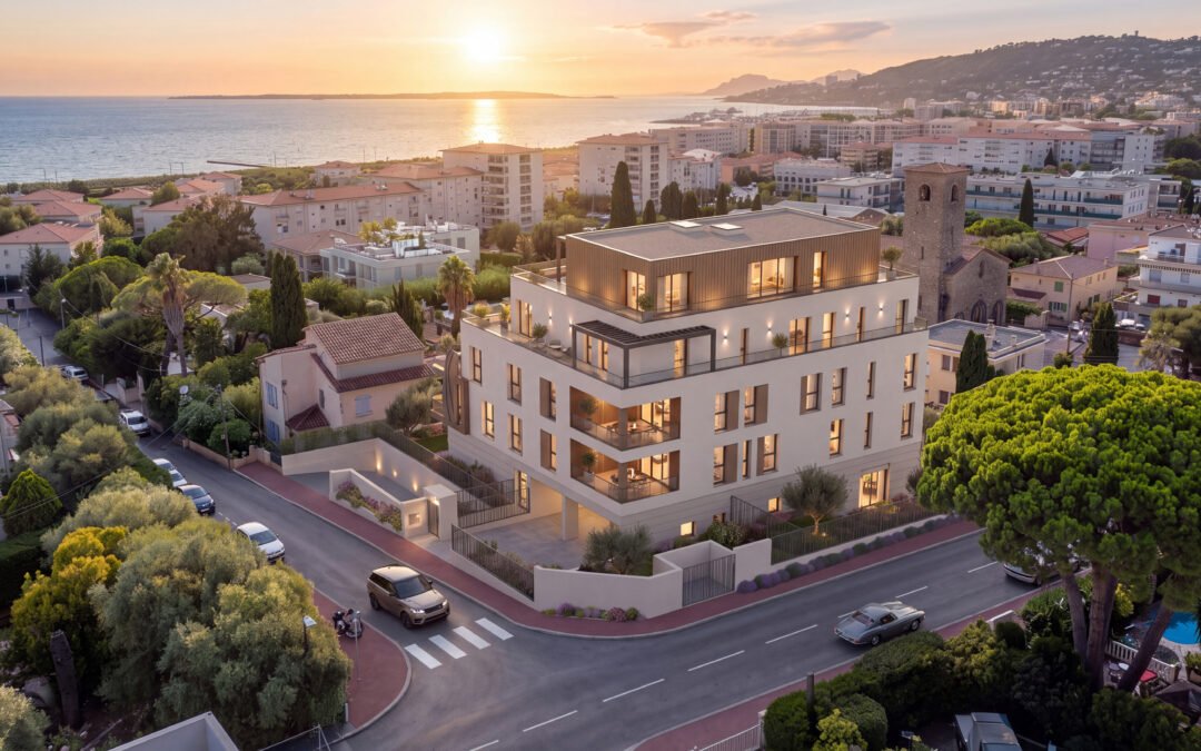 Insertion coucher de soleil_Blue Juan_programme neuf immobilier_Sud France_Juan Les Pins Insertion coucher de soleil_Blue Juan_programme neuf immobilier_Sud France_Juan Les Pins