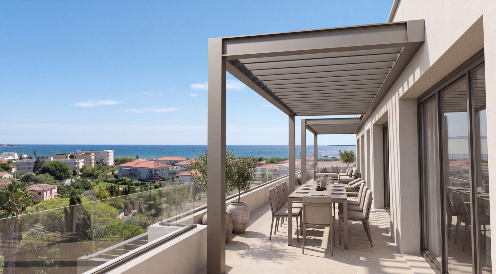 Perspective terrasse_Blue Juan_programme neuf immobilier_Sud France_Juan Les Pins Perspective terrasse_Blue Juan_programme neuf immobilier_Sud France_Juan Les Pins